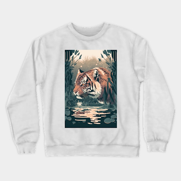 The Tiger's Aquatic Odyssey Crewneck Sweatshirt by Abili-Tees